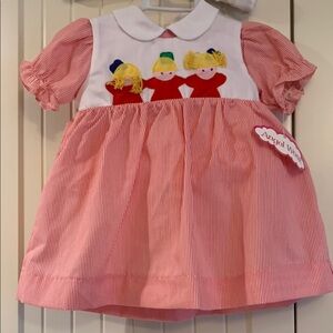 Vintage Dress NWT Angel Wear. Red and White with appliqué figures